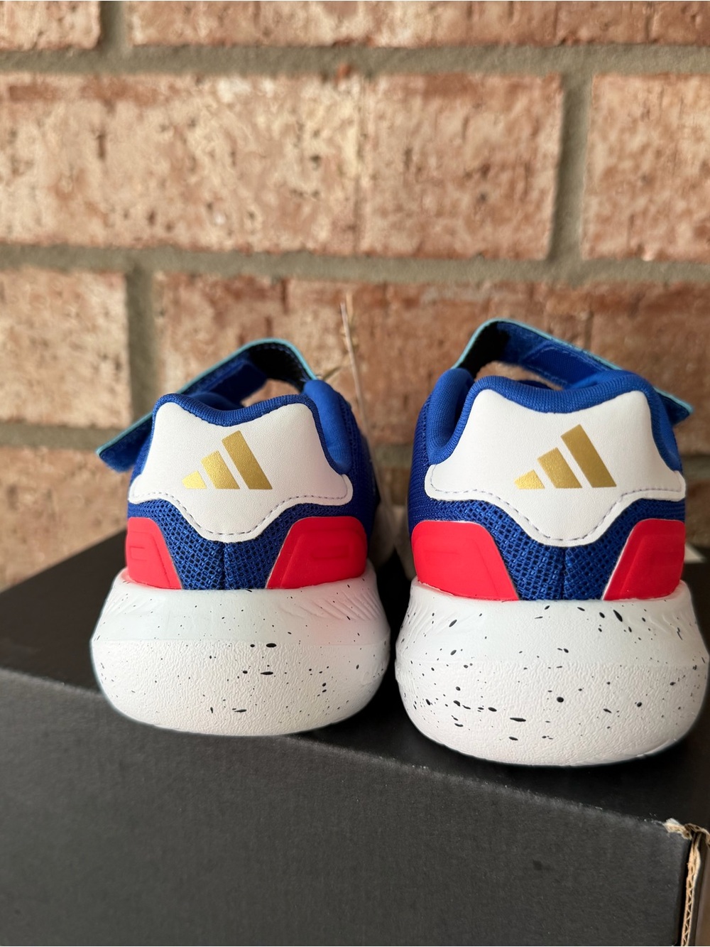 adidas Kids Royal Blue Velcro Sneakers with White Speckled Sole - Picture 6 of 6